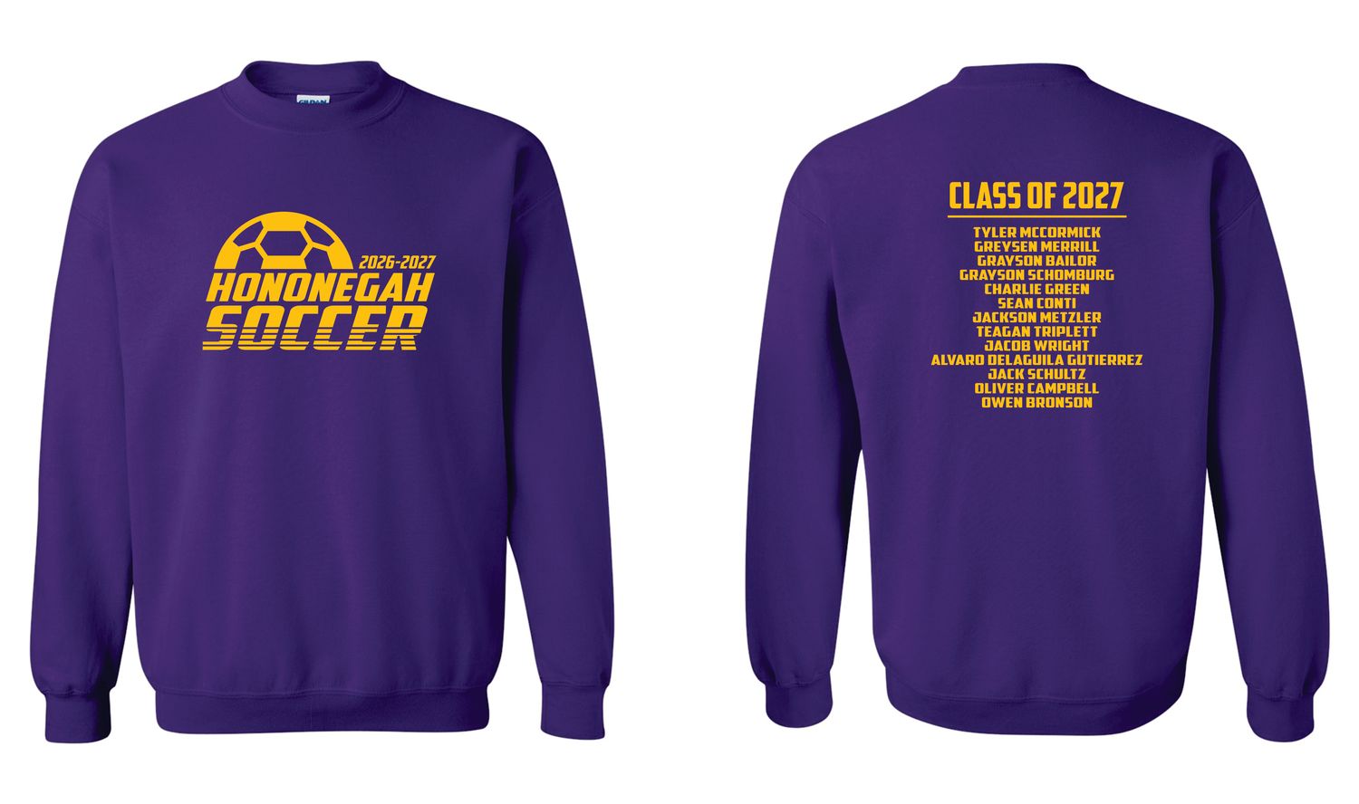 HONONEGAH SOCCER CREWNECK SWEATSHIRT, PURPLE