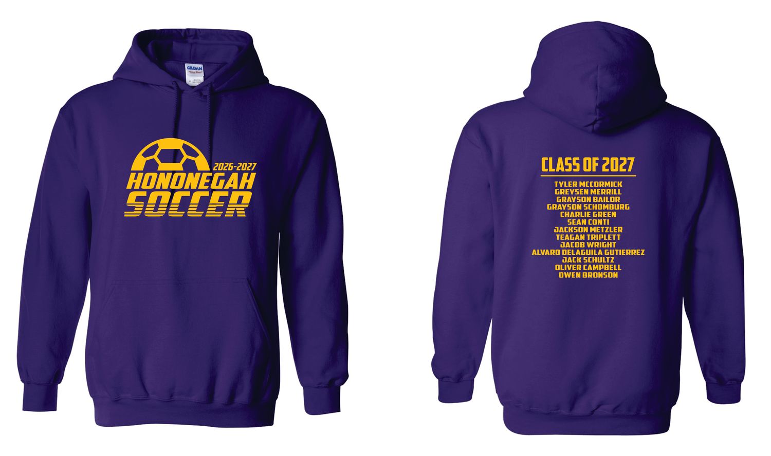 HONONEGAH SOCCER HOODED SWEATSHIRT, PURPLE