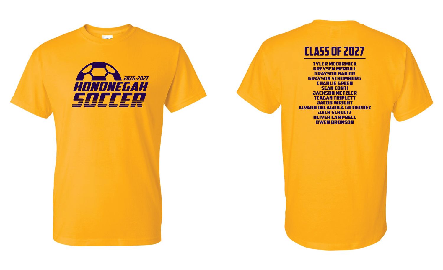HONONEGAH SOCCER T-SHIRT, GOLD