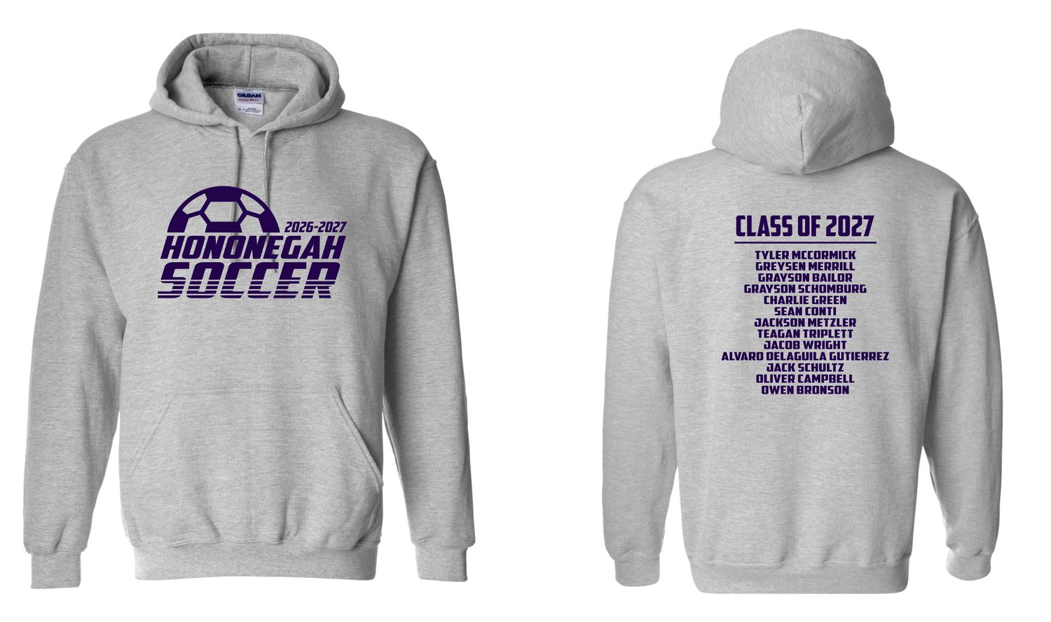 HONONEGAH SOCCER HOODED SWEATSHIRT, SPORT GREY