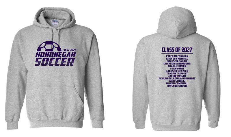 HONONEGAH SOCCER HOODED SWEATSHIRT, SPORT GREY