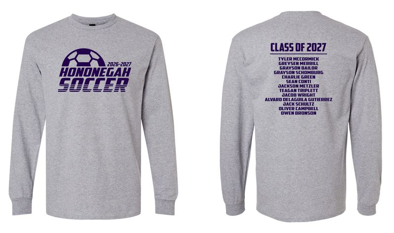 HONONEGAH SOCCER LONG SLEEVE T-SHIRT, SPORT GREY