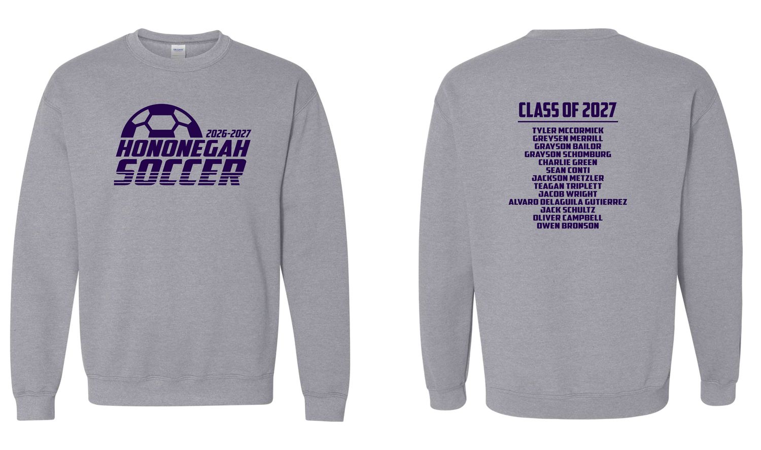 HONONEGAH SOCCER CREWNECK SWEATSHIRT, SPORT GREY