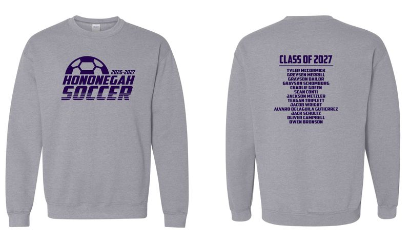 HONONEGAH SOCCER CREWNECK SWEATSHIRT, SPORT GREY