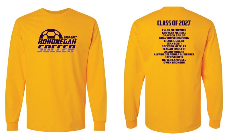 HONONEGAH SOCCER LONG SLEEVE T-SHIRT, GOLD