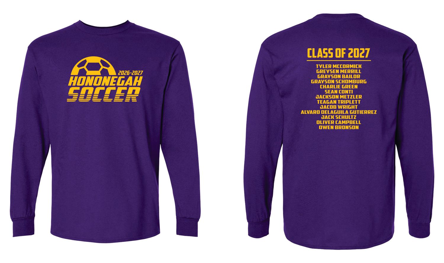 HONONEGAH SOCCER LONG SLEEVE T-SHIRT, PURPLE