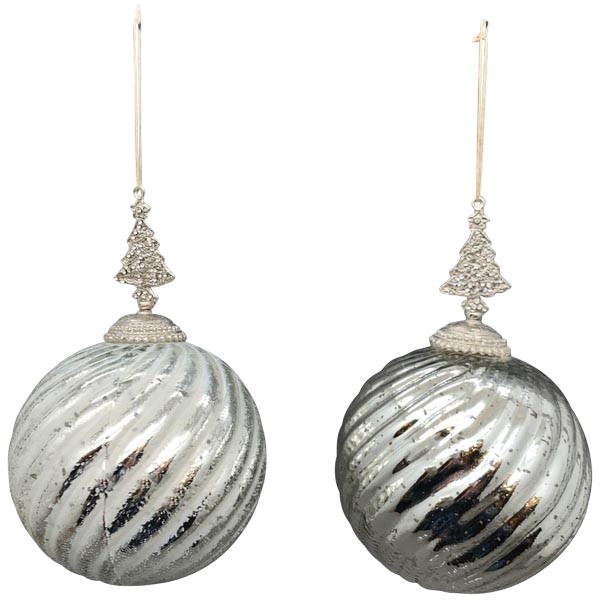 Glas Kugelhänger, Silber Weiß, Tannenbaum, 16cm Glas Kugelhänger, Silber Weiß, Tannenbaum, 16cm