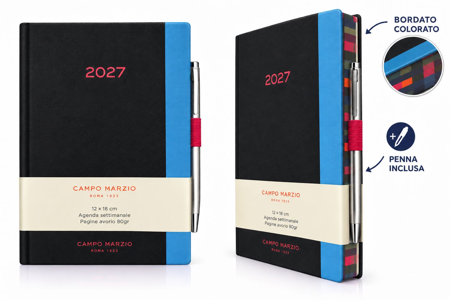 Campo Marzio Agenda 2027 Settimanale - Formato 9 x 13 - Nero