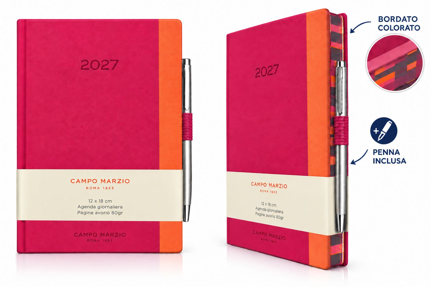 Campo Marzio Agenda 2027 Giornaliera - Formato 9 x 13 - Fucsia