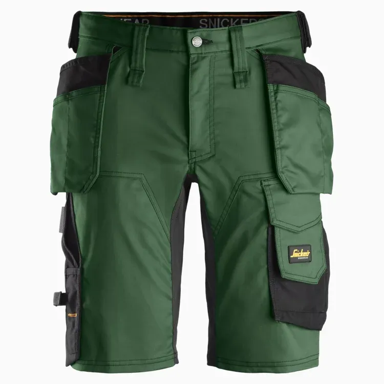 Short en Stretch avec poches holster SNICKERS 6141 vert foret-noir