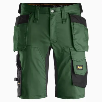 Short en Stretch avec poches holster SNICKERS 6141 vert foret-noir