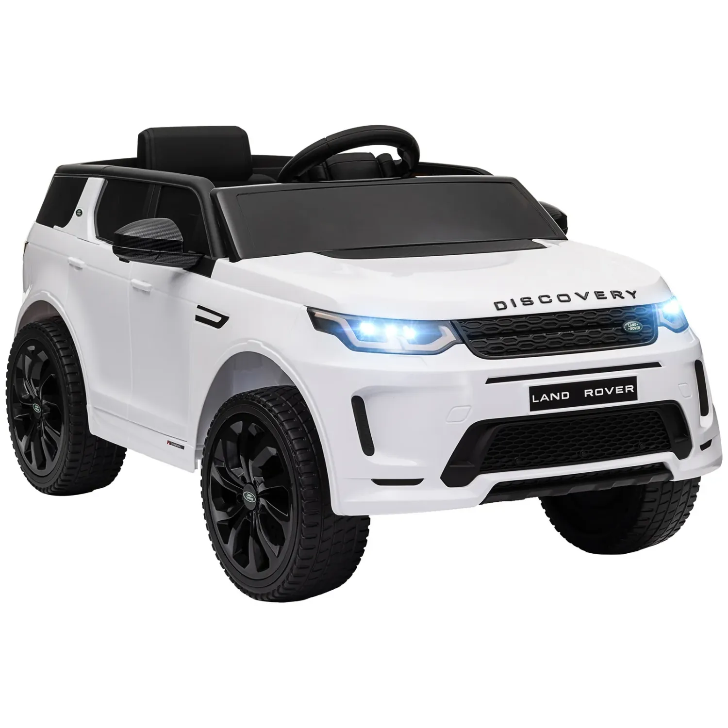 Electric Ride-On Car for Kids Licensed Land Rover with Headlights, Horn and Belt, 106x65.5x51 cm, White