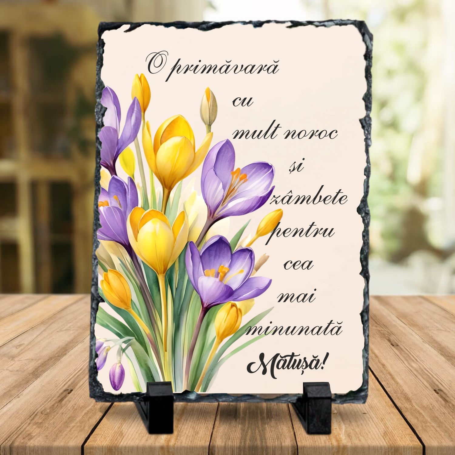 Piatra ardezie 13x18 - Mesaj de primavara pentru matusa