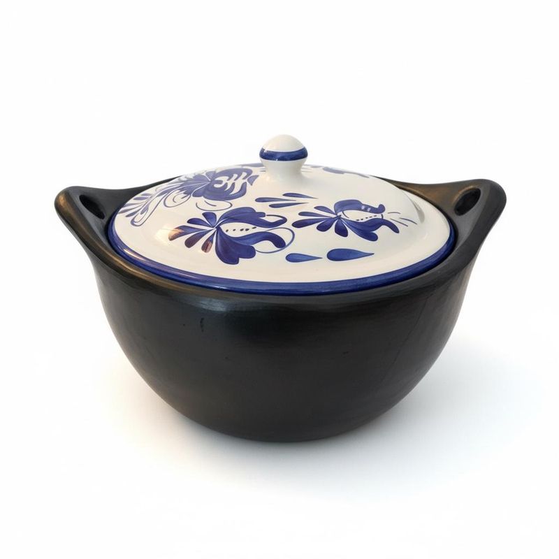 Olla plana con tapa Chamba y cerámica