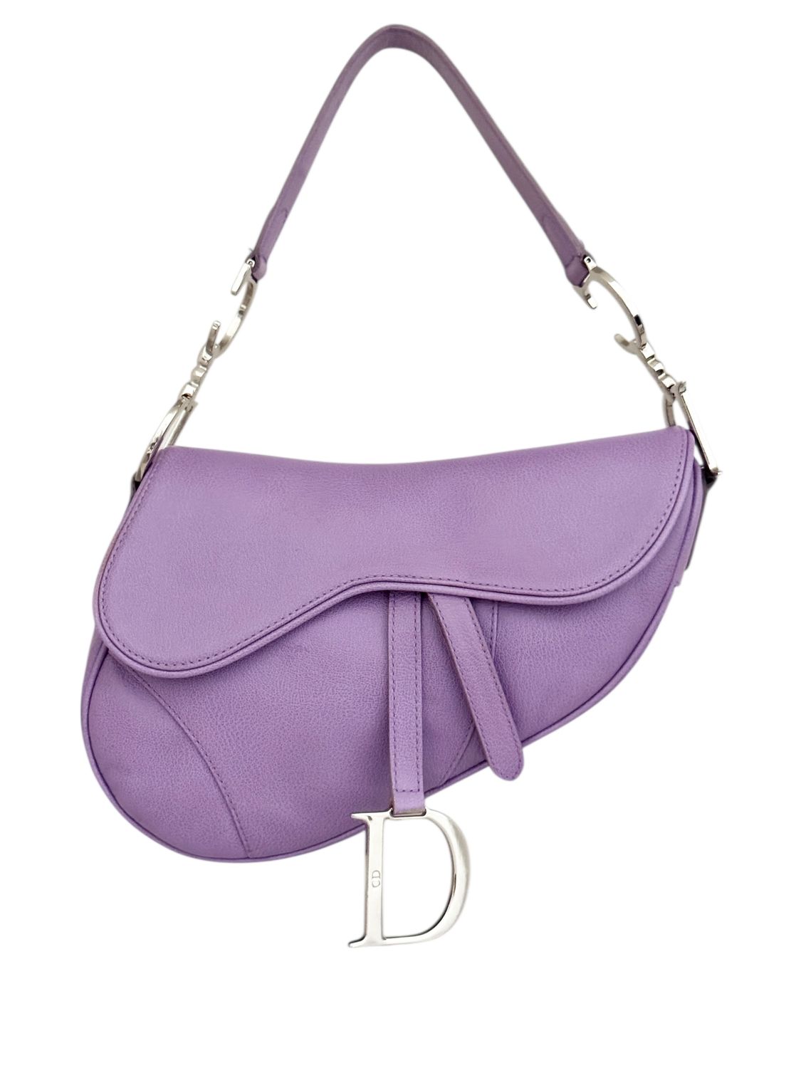CHRISTIAN DIOR VINTAGE RARE LAVENDER PURPLE LEATHER SADDLE BAG