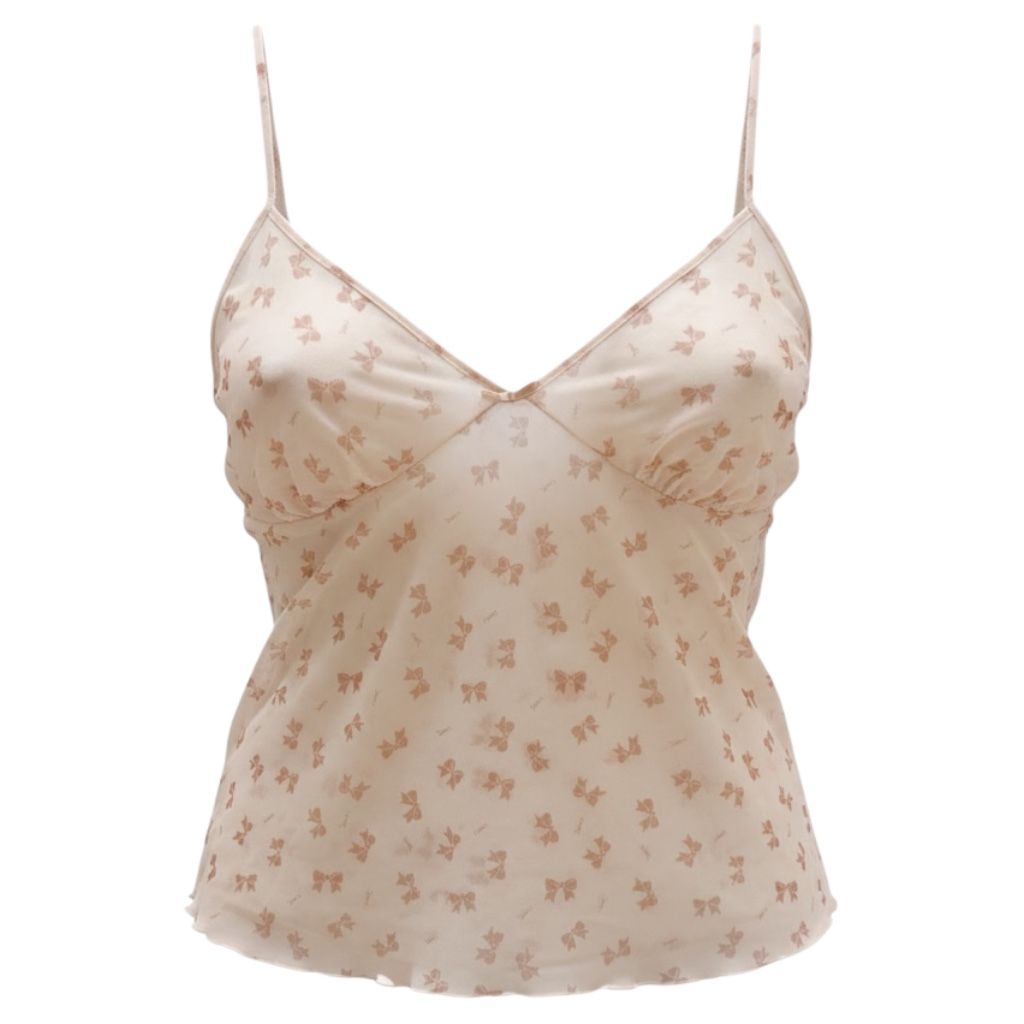 YVES SAINT LAURENT VINTAGE YSL LOGO LINGERIE BOW TANK TOP