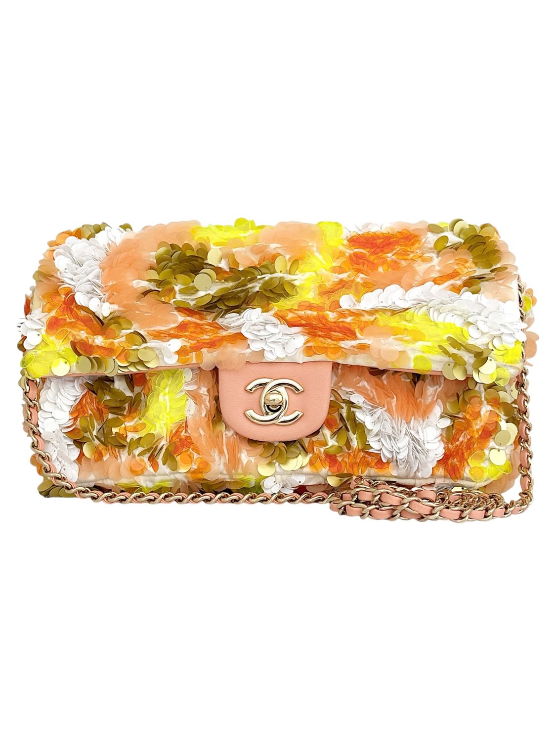 CHANEL SEQUIN EMBROIDERY CLASSIC FLAP SHOULDER BAG