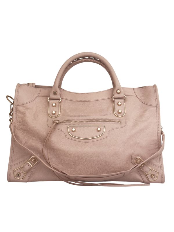 BALENCIAGA SOFT PINK LEATHER CITY BAG
