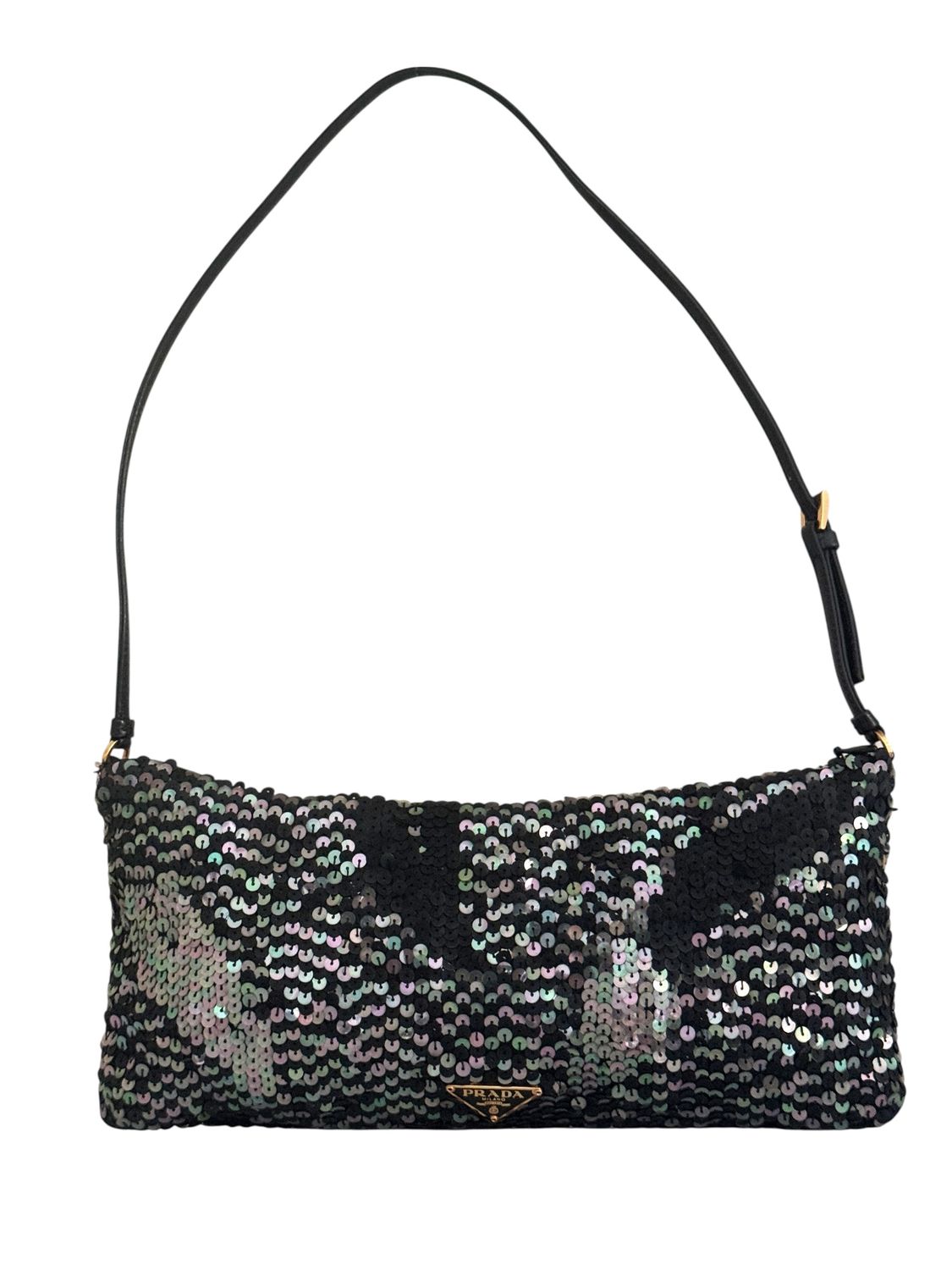 PRADA VINTAGE RARE BLACK SEQUIN EMBELLISHED MINI BAG