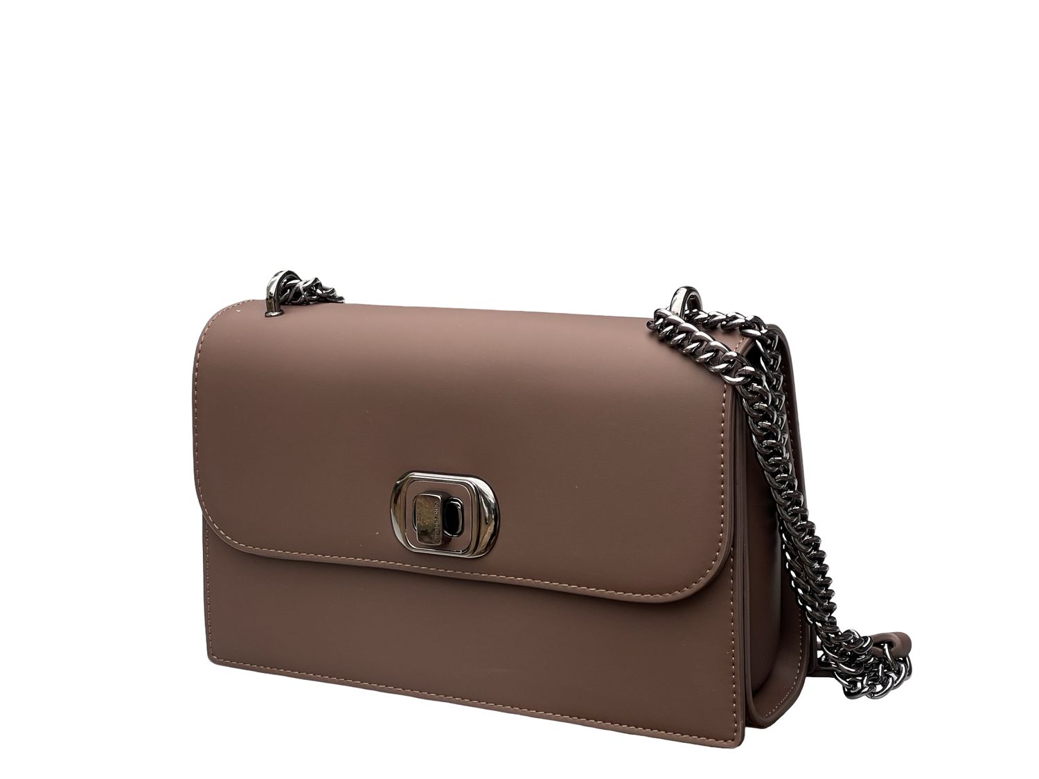 Chrisbella Luxe Chain‑Statement Shoulder Bag – Light Coffee