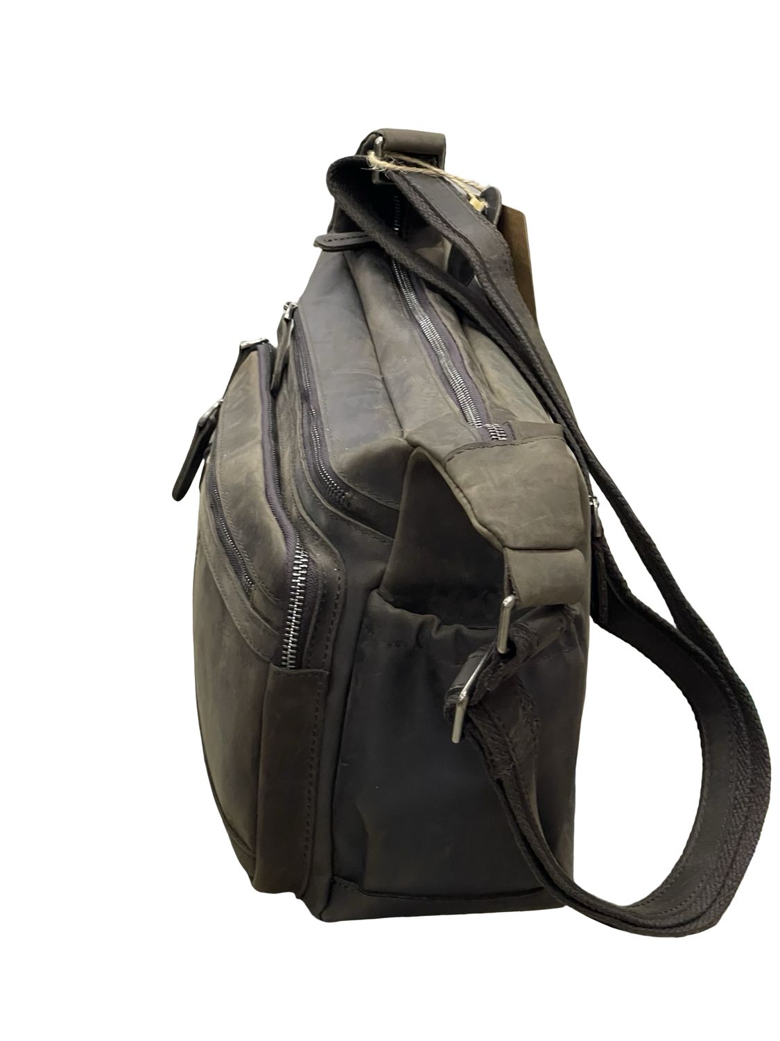 Premium Italian Leather Multi‑Zip Crossbody Bag