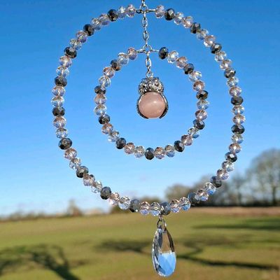 Rose Quartz Owl Sun Catcher Available In Two Sizes