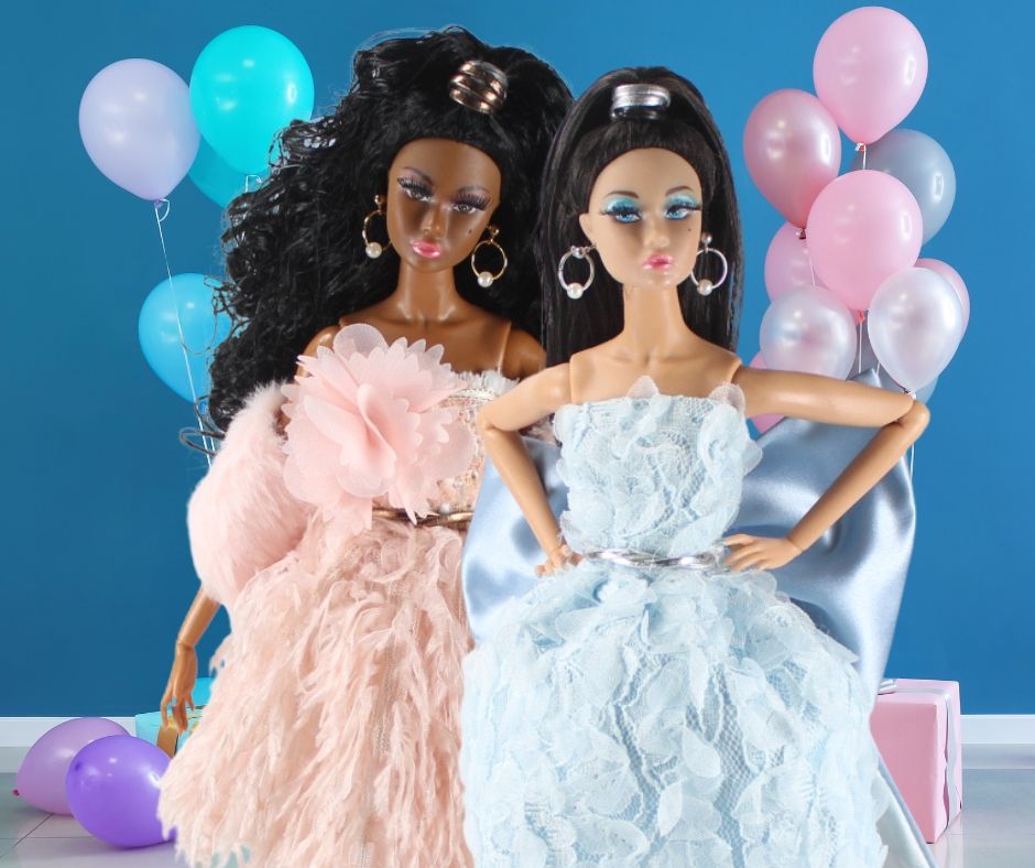 2X 2026 Runway Dolls: "Birthday Soirée-Baby Blue &amp; Baby Pink Edition" Penelope Custom Fashion Dolls Twin Set