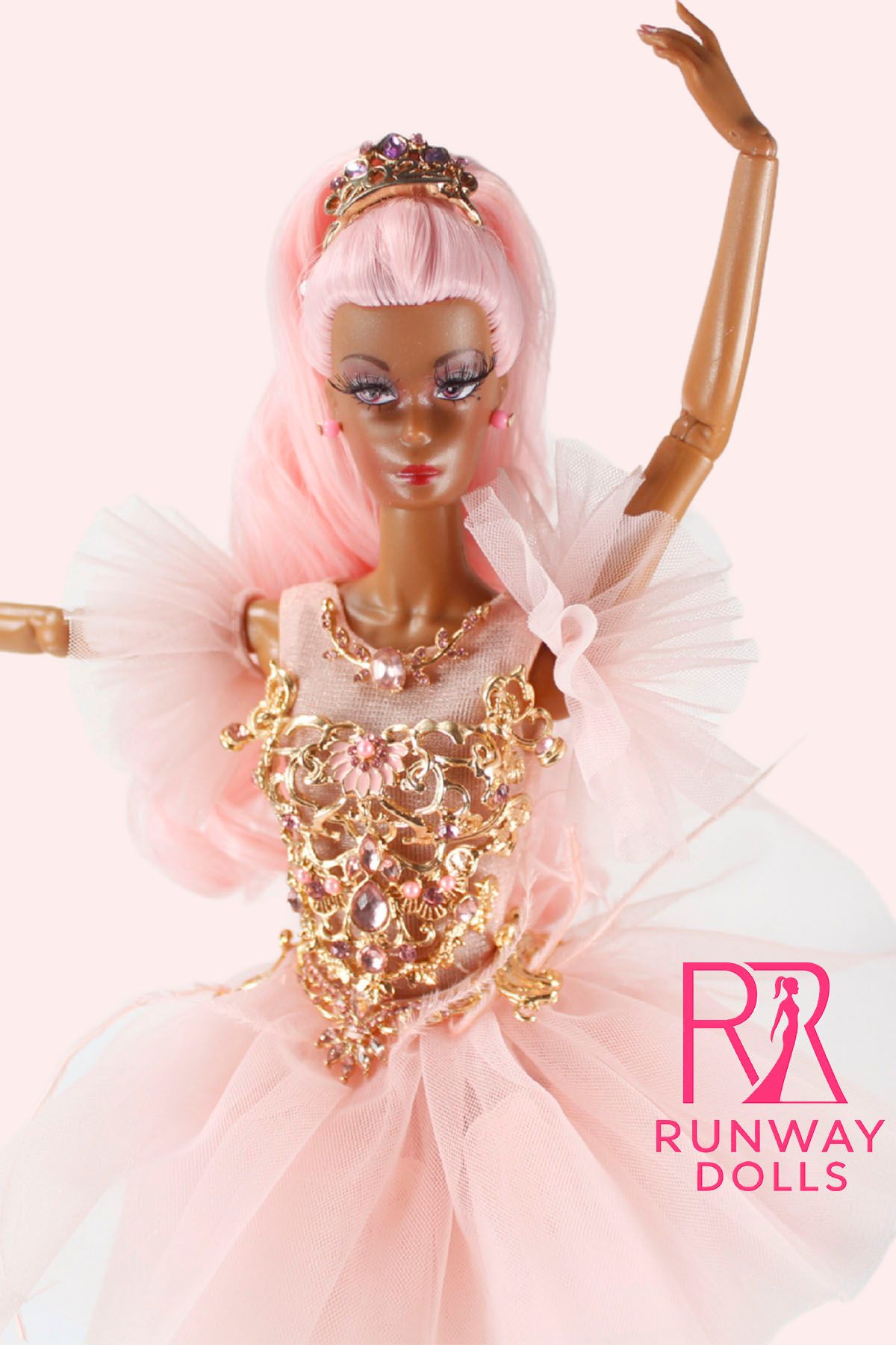 2026 Runway Dolls: "The Pink Swan-Scene 2" Miss B.M Roberts 12.5" Custom Fashion img