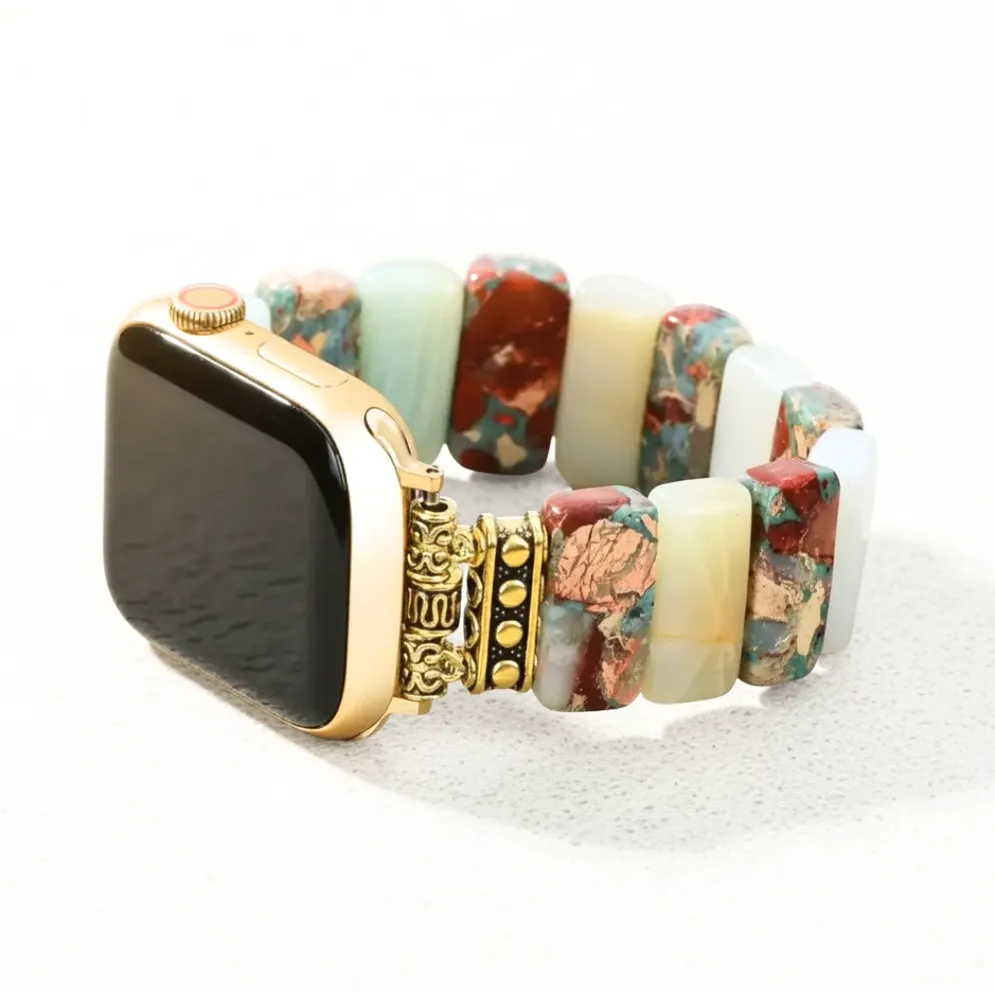 Earth Amazonite Stretch Apple Watch Strap - Small - 5.75-6.25 inches and stretchable