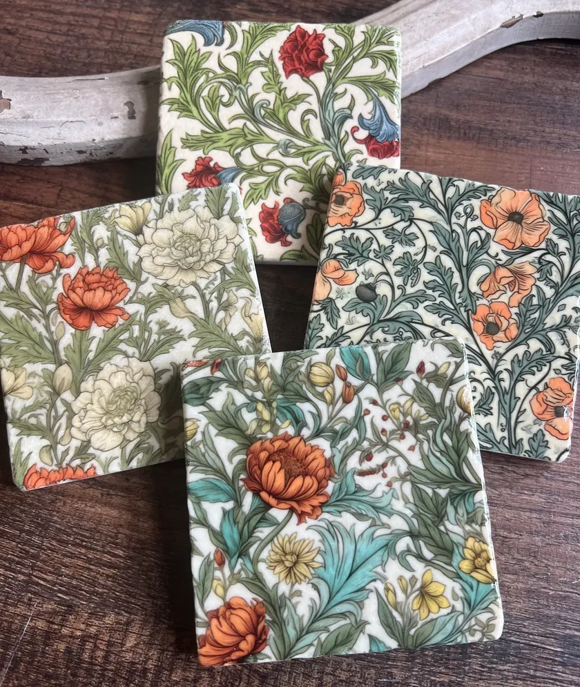 Petal and Vine stone coaster