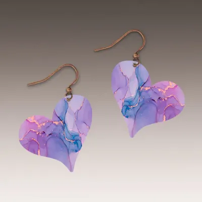 43H Iridescent Shell Heart Handmade Earrings