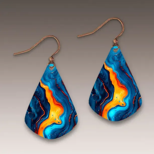 HM10JE Lava Spill Short Drop Handmade Earrings