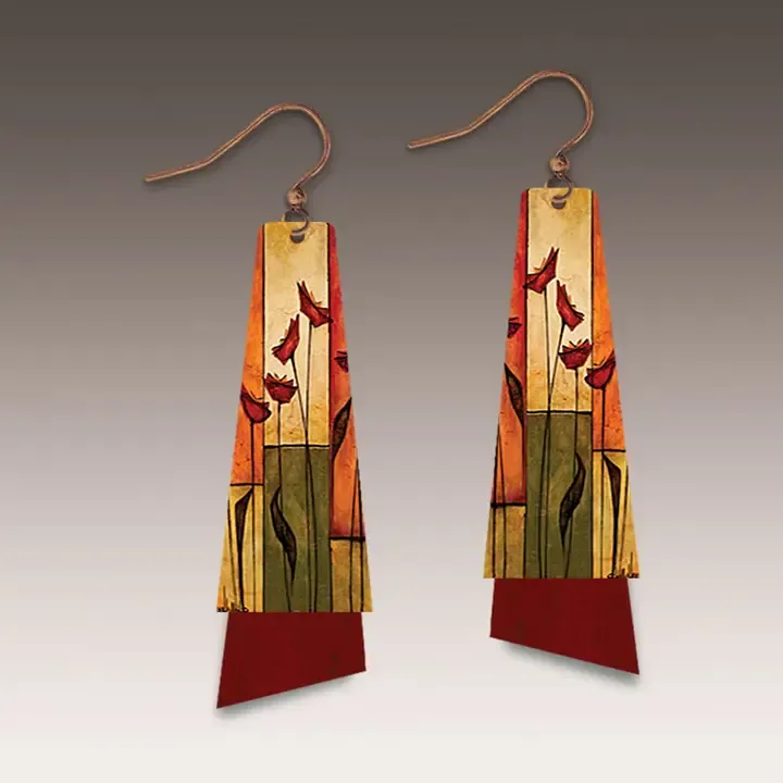 SH20TE Orange Block Flutter Multilayer Handmade Earrings