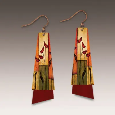 SH20TE Orange Block Flutter Multilayer Handmade Earrings