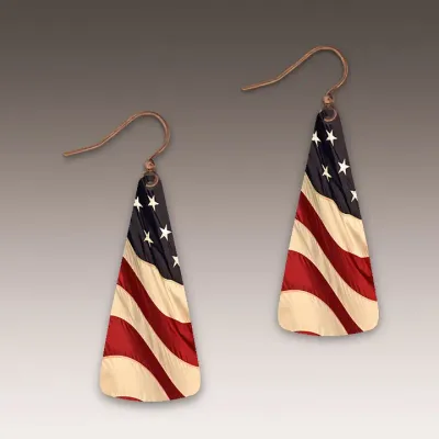 AFZ Fourth of July Patriotic Flag Triangle Drop Handmade Earrings