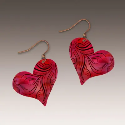 ROH Red Wavy Heart Handmade Earrings