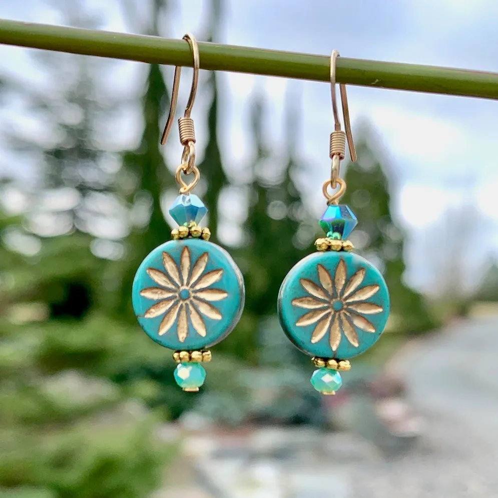Aster Glass -Turquoise Earrings
