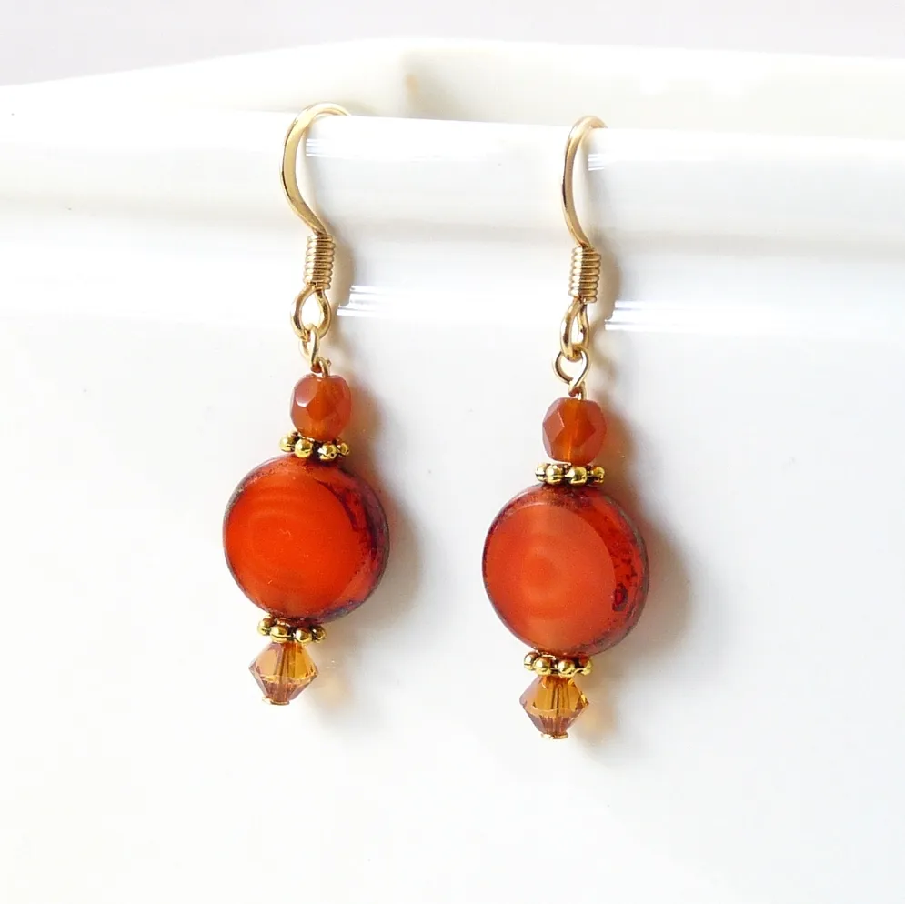 Disc Orange Earrings