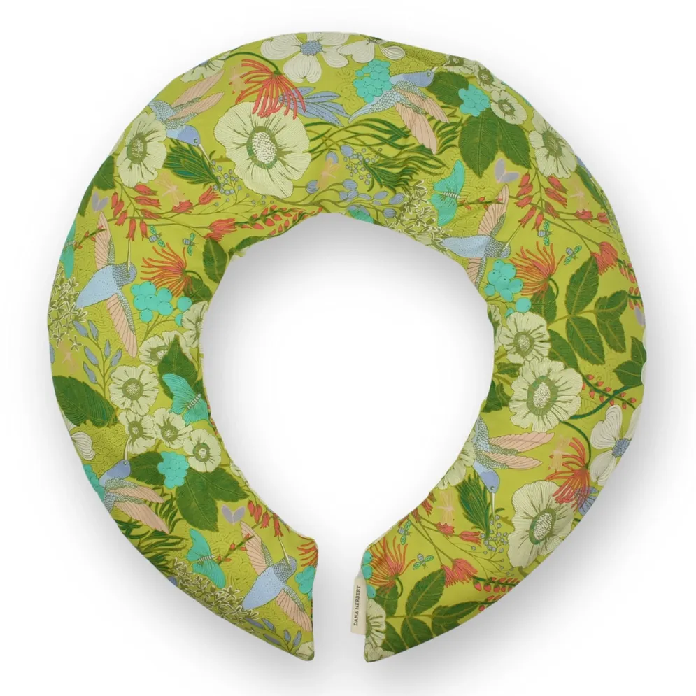 Neck Wrap - 451 | Dogwood and Hummingbird on Chartreuse Lavender