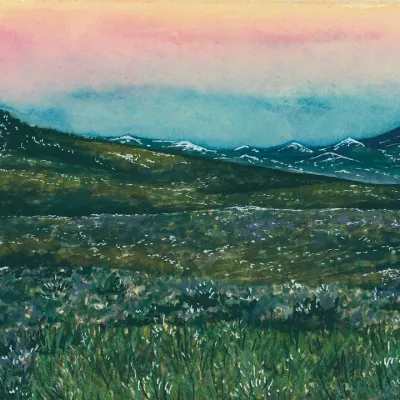 Western Mountain Sunset Landscape Art Print - 8x10