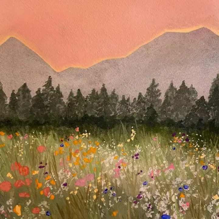 Flower Field Wildflower Art Print - 8x10