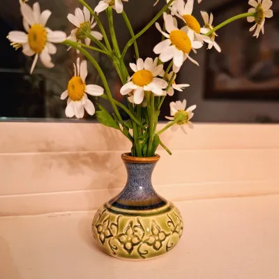 Amphora Moss Green Bud Vase w/full pattern
