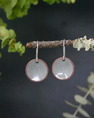 Dot Early Gray Sm Copper Dangle Earrings