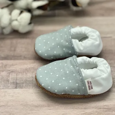 Gray Polka  3-6 M Moccasins