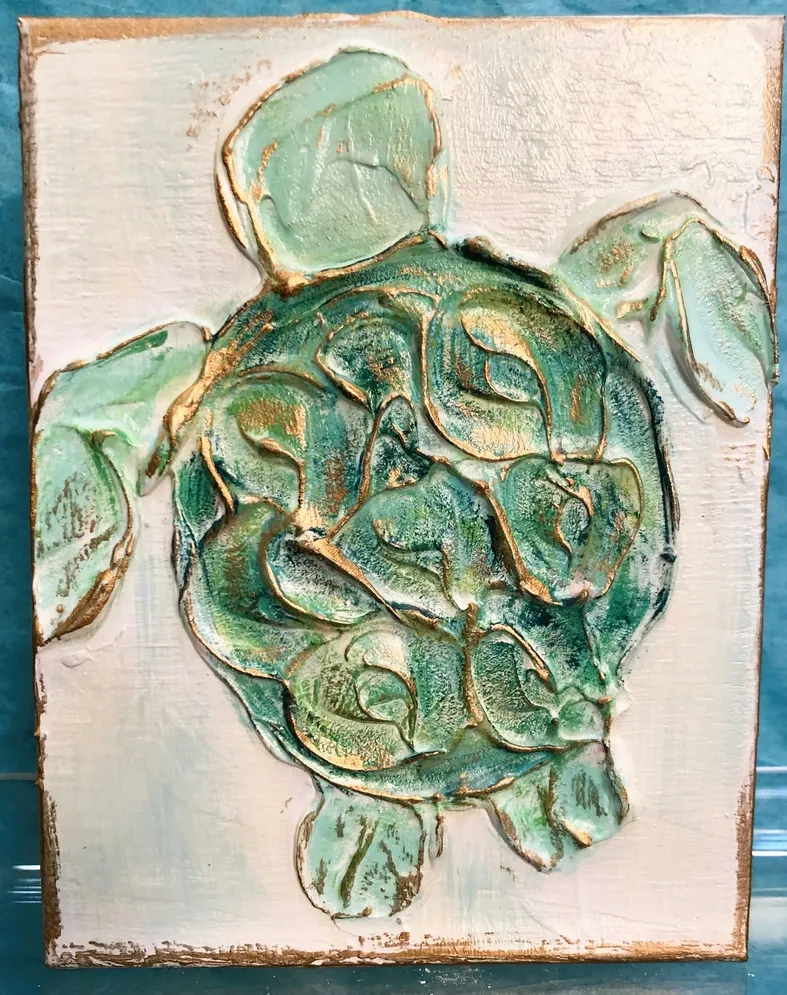 Sea Turtle 6x4 handmade block