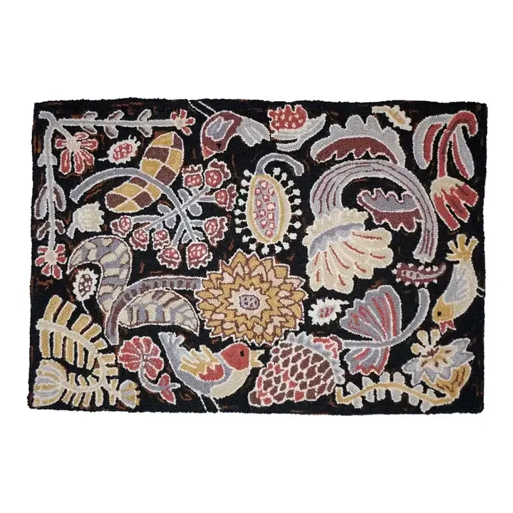 Bloomer Night Hooked Wool Rug 4' X 6'
