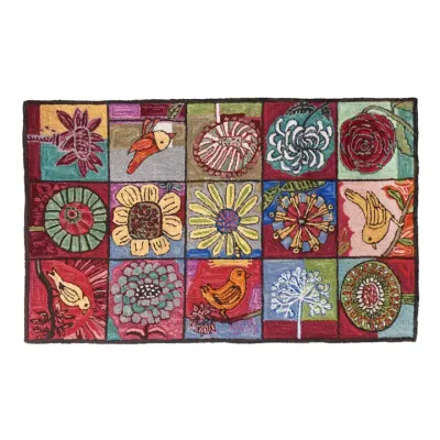 Bloomer Birds Hooked Wool Rug 3' X 5'