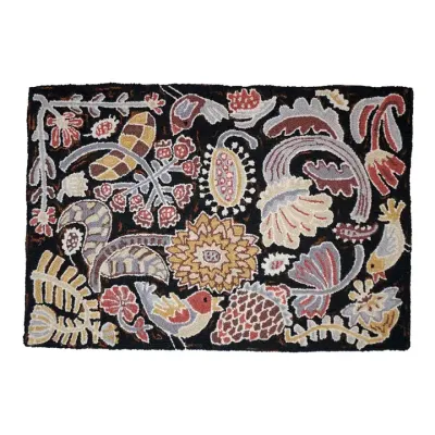 Bloomer Night Hooked Wool Rug 2' X 3'