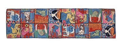 Bloomer Puppies Hooked Wool Rug 2' X 8'