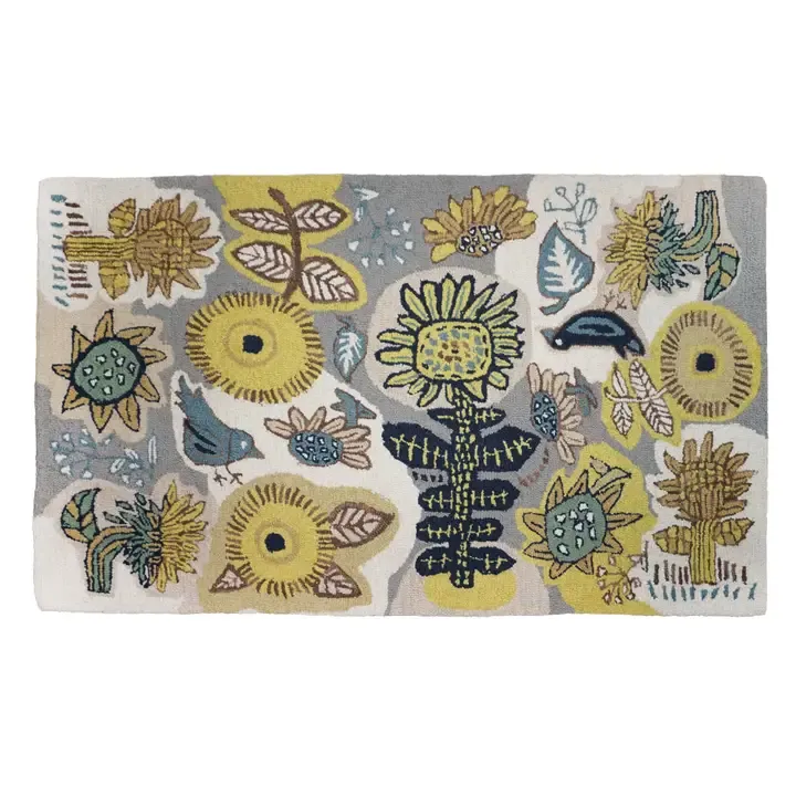 Bloomer Sunflower Hooked Wool Rugs 3' X 5'